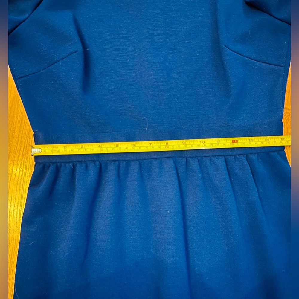 Vintage 1960's ADELE MARTIN Original KNIT WOOL DRESS Blue, Long Sleeve, Medium - Picture 10 of 11